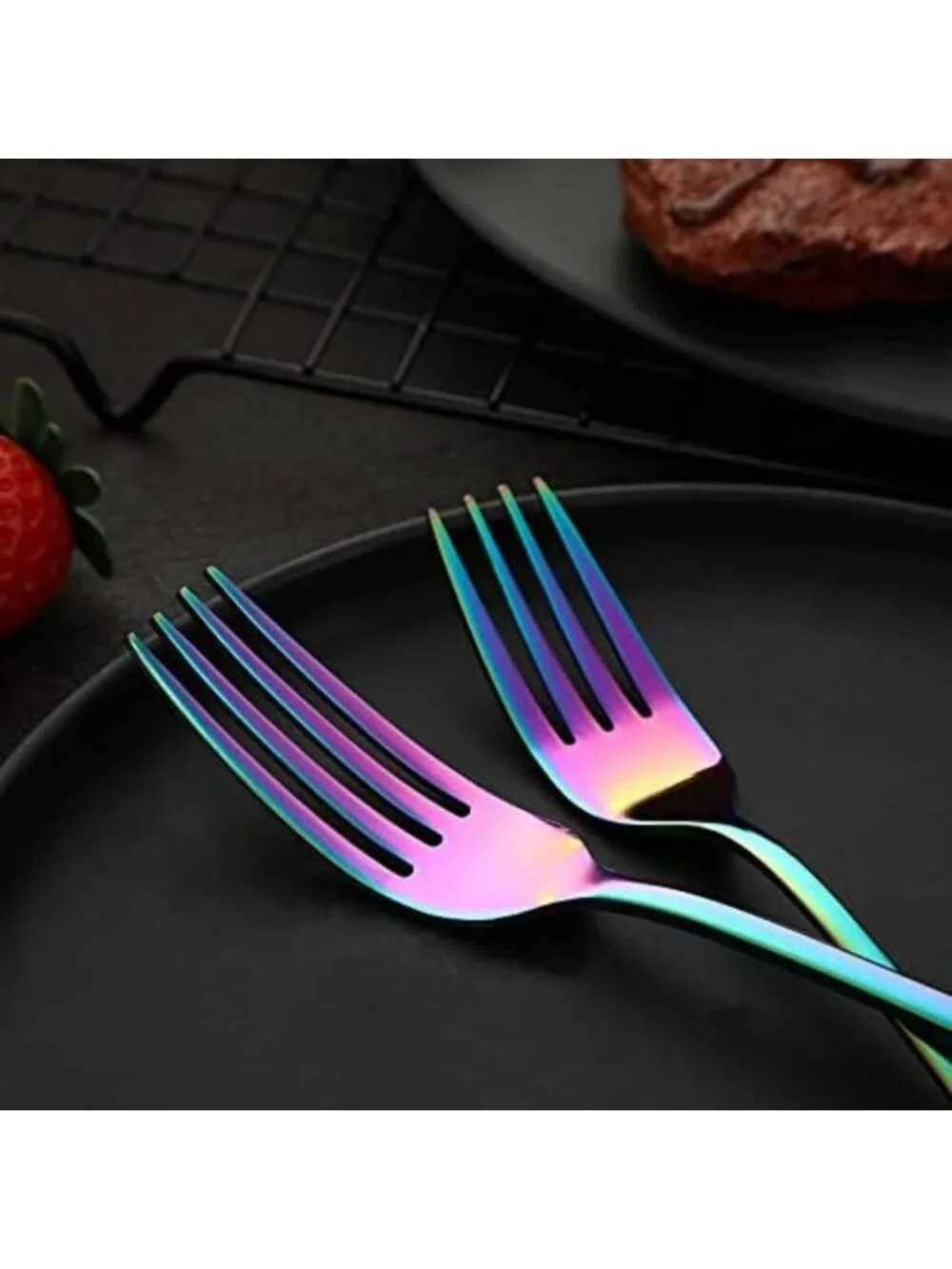 Colorful Rainbow Flatware Set - 20-Piece Stainless Steel Utensils for 4